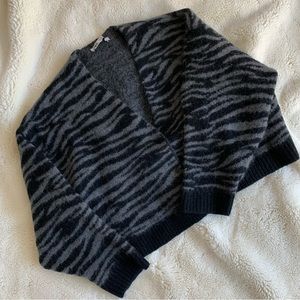 Zara Cropped Animal Print Cardigan